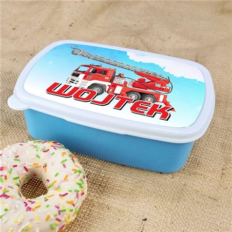 Pudełko na kanapki - śniadaniówka (straż pożarna) z imieniem Twojego dziecka.