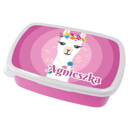 Pudełko na kanapki - śniadaniówka (lama) z imieniem Twojego dziecka.