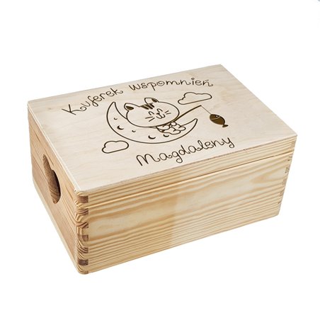Kuferek wspomnień - prezent z okazji urodzin - z grafiką kotka.
