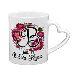 Kubek dla babci- uchwyt serce- B jak babcia - zmień imię.
