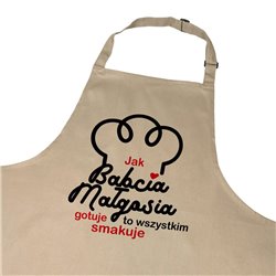Kolorowy fartuch z nadrukiem - Jak babcia gotuje, to wszystkim smakuje - zmień imię. 2