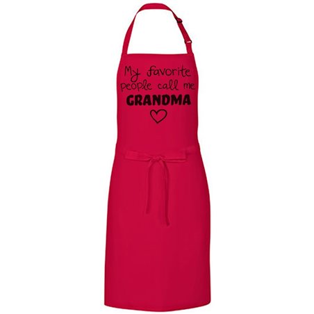 Kolorowy, gruby fartuch z nadrukiem "My favorite people call me grandma" - idealny prezent na dzień babci.