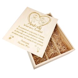 Skrzynka z grawerem dla świadków na butelkę oraz 2 kieliszki.