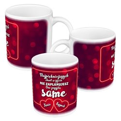 Kubek 330 ml kolorowy na Walentynki z pięknym tekstem oraz personalizacją - zmień imię.