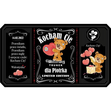 Personalizowana etykieta na alkohol w stylu Jack Daniel's- Walentynki.