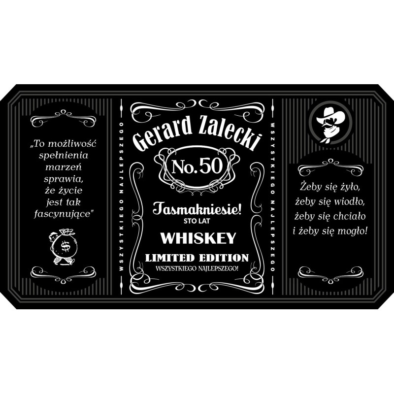 Personalizowana etykieta na alkohol w stylu Jack Daniel's- prezent z okazji urodzin.