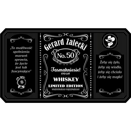Personalizowana etykieta na alkohol w stylu Jack Daniel's- prezent z okazji urodzin.