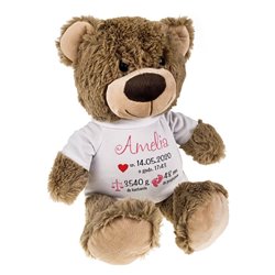 Miś z okazji narodzin dziecka - metryczka - personalizacja - 39cm.