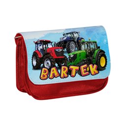 Piórnik personalizowany z imieniem dziecka z grafiką "Traktor". 2