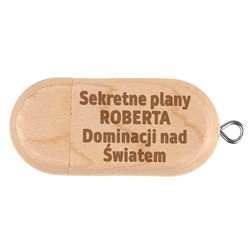 USB, pendrive z personalizowanym grawerem "Sekretne plany dominacji nad światem". 2