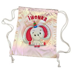 Worko-plecak holograficzny różowy z imieniem- różne wzory. 2