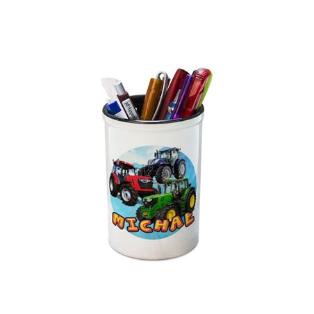 Pojemnik na przybory szkolne personalizowany (kredki, ołówki, długopisy)  "Traktor".