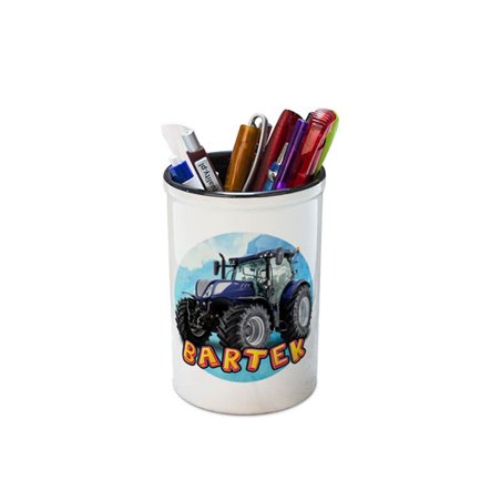 Pojemnik na przybory szkolne personalizowany (kredki, ołówki, długopisy)  "Traktor".