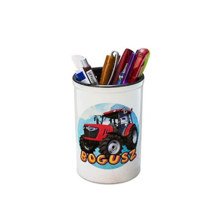 Pojemnik na przybory szkolne personalizowany (kredki, ołówki, długopisy)  "Traktor".