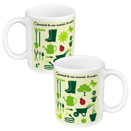Kubek 330 ml kolorowy ogrodnika z personalizacją, bądź bez.