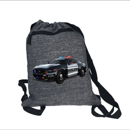 Plecak (worek) szary melanż - świetny do szkoły, na basen, siłownię, zakupy... - "Policja".
