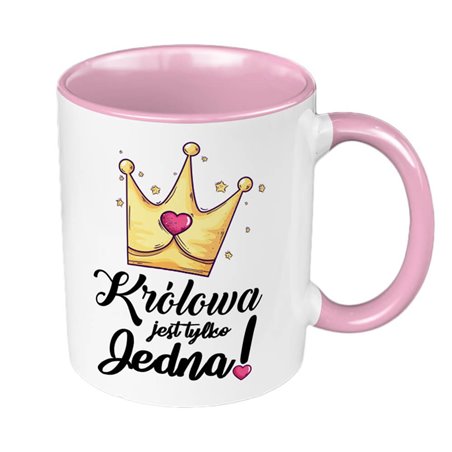 Kubek 330 ml kolorowy z grafiką "Królowa jest tylko jedna".