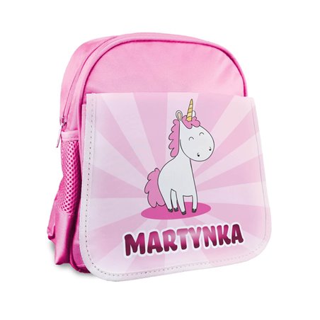 Plecak dla przedszkolaka z grafiką "Różowy jednorożec" oraz imieniem- różne kolory..