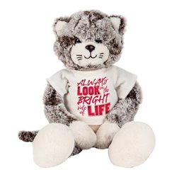 Pluszowy kotek z cytatem motywacyjnym na koszulce. 2