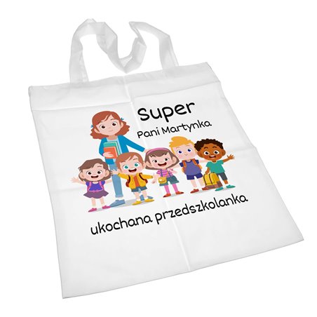 Super torba na zakupy z długimi uszami -  " Super ukochana Przedszkolanka".