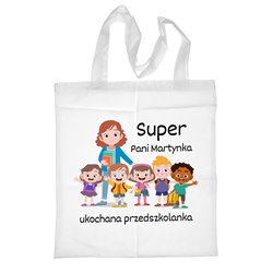 Super torba na zakupy z długimi uszami -  " Super ukochana Przedszkolanka". 2