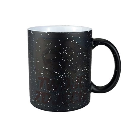 Kubek magiczny z Twoim zdjęciem, grafiką lub tekstem - czarny z brokatem.