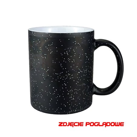 Kubek magiczny z Twoim zdjęciem, grafiką lub tekstem - czarny z brokatem.