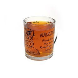 Kubek szklany 330ml dla nauczyciela. 2