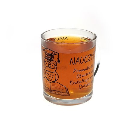 Kubek szklany 330ml dla nauczyciela.