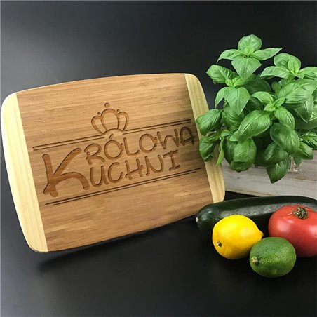 Deska do krojenia, bambusowa z grawerem "Królowa Kuchni"- super prezent na dzień mamy.