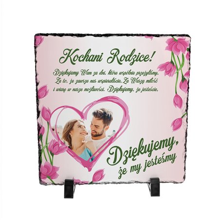 Foto granit (płyta granitowa) z Twoim zdjęciem i personalizacją - podziękowania dla rodziców, zupełna nowość, 20 x 20cm!!!