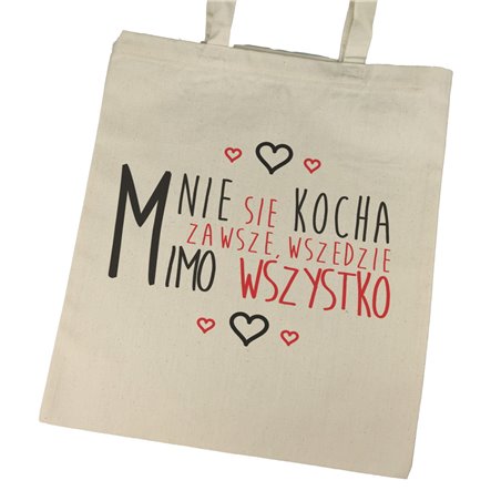 Super torba "Mnie się kocha" z długimi uszami i zamkiem.