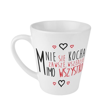 Zestaw - kubek latte z podkładką na kubek - "Mnie się kocha".