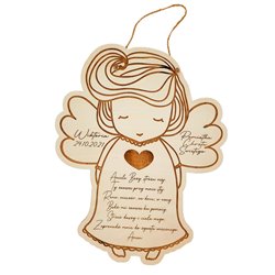 Pamiątka chrztu świętego aniołek z modlitwą- wzór 2.