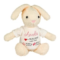 Królik z okazji narodzin dziecka - metryczka - personalizacja - 28cm.. 2