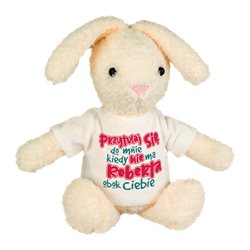 Królik dla dziewczyny "Przytulaj się do mnie, kiedy Kuby nie ma obok Ciebie" - ok. 28 cm.