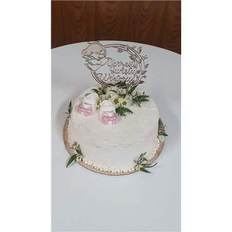 Topper na tort z okazji Chrztu Świętego - z imieniem.