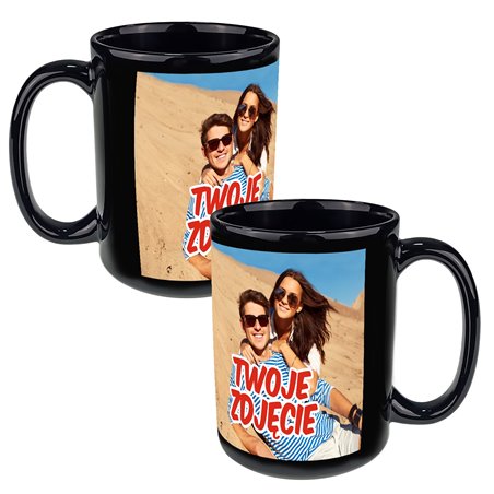 Czarny kubek XXL z Twoim zdjęciem 450ml.