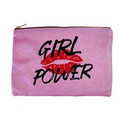 Super kosmetyczka różowa z brokatem - Girl power.