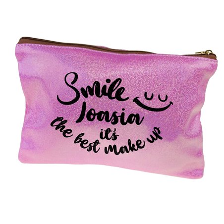 Super kosmetyczka różowa z brokatem - Smile.