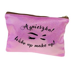 Super kosmetyczka różowa z brokatem - Wake up. 2