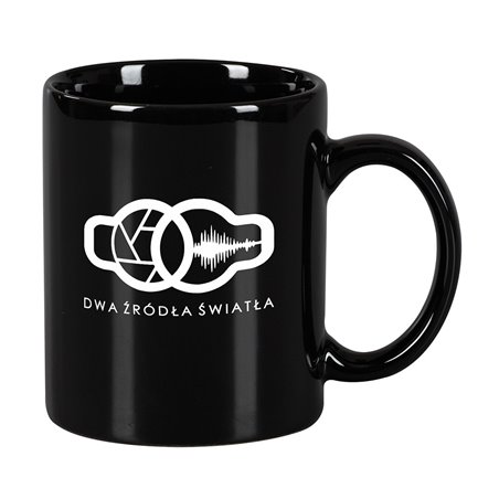 Czarny kubek 330 ml z kolekcji "Dwa źródła światła"- wzór 1.