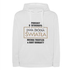 Bluza biała z kapturem z kolekcji "Dwa źródła światła"- wzór 2.