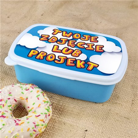 Pudełko na kanapki - śniadaniówka z Twoim zdjęciem, projektem- niebieska.