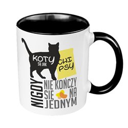 Kubek 330 ml kolorowy dla kociarza lub kociary- "Koty są jak chipsy".