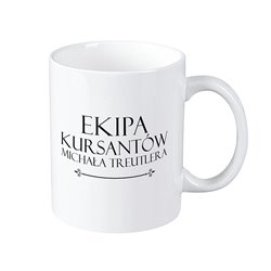 Kubek biały z kolekcji "Ekipa kursantów Michała Treutlera".