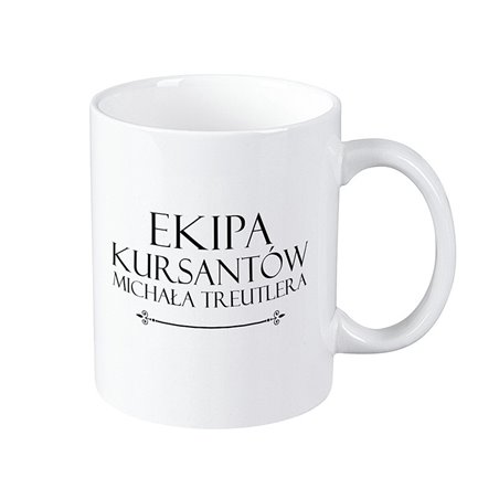Kubek biały z kolekcji "Ekipa kursantów Michała Treutlera".