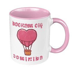 Kubek 330 ml kolorowy na Walentynki- Kocham Cię- z imieniem Twojej drugiej połówki.