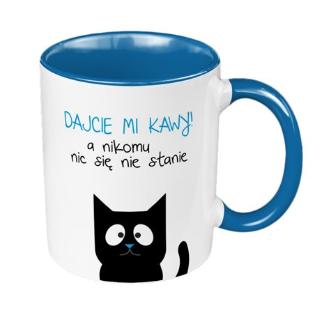 Kubek 330 ml kolorowy z grafiką dla miłośnika kawy.