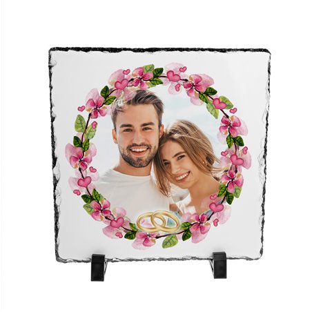 Foto granit (płyta granitowa) z Twoim zdjęciem i obrączkami- prezent dla Młodej Pary lub rodziców, zupełna nowość, 20 x 20cm!!!